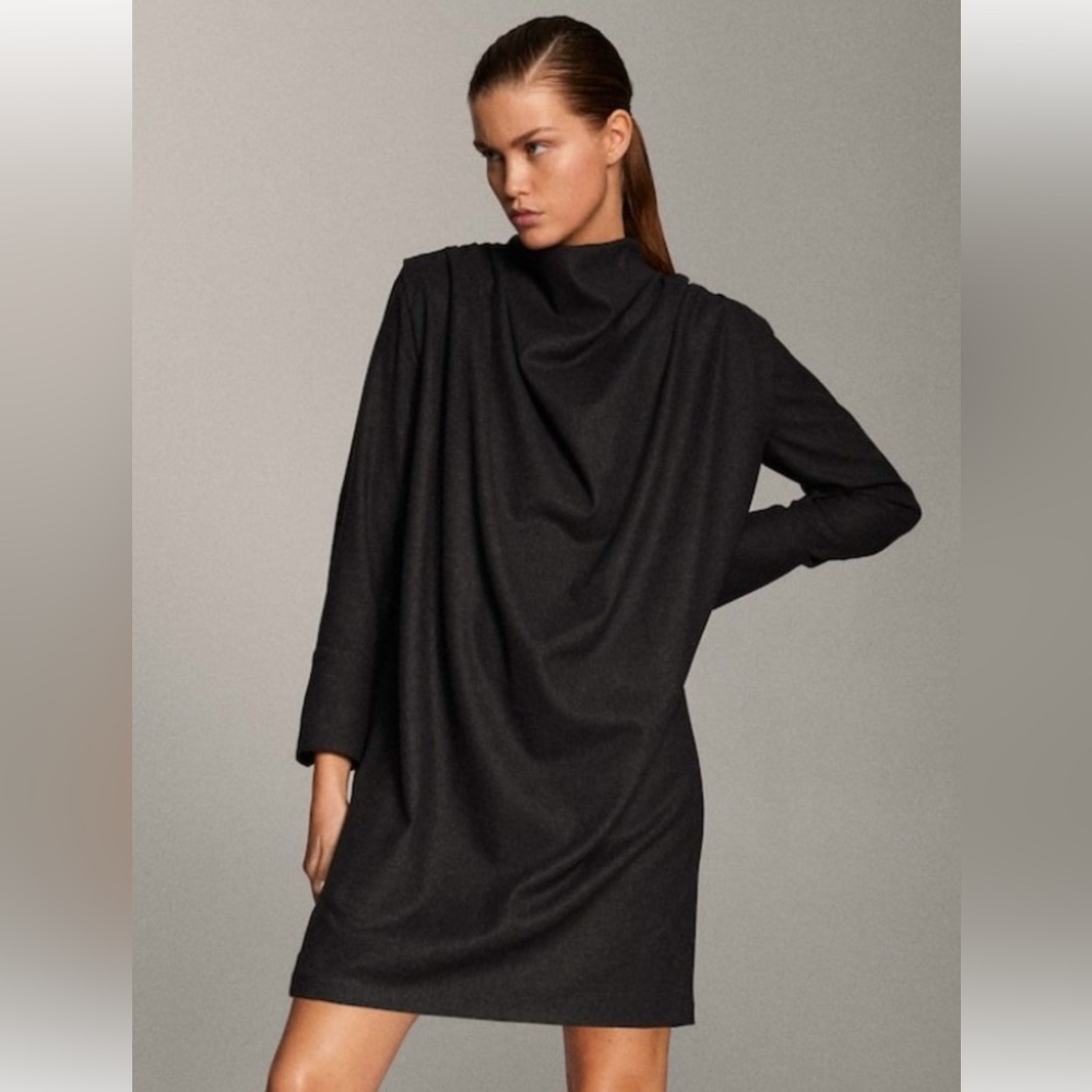 NWT Massimo Dutti Draped Wool Mini Dress